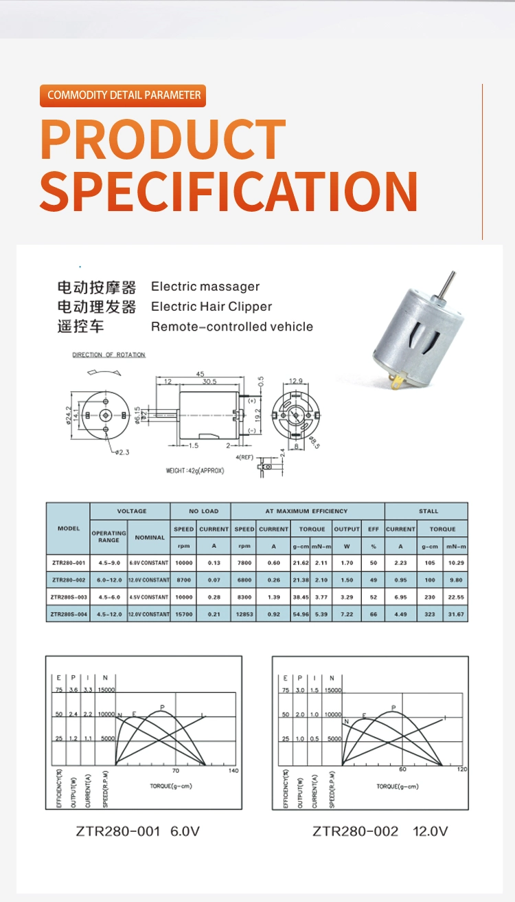 Micro DC Motor 3V 6V 12V 24V Vibrating Motor for Electric Tools, Massage Bed, Electric Hair Clipper, RC Toy, Toothbrush, DC Pump, DC Fan Motor, Vending Machine